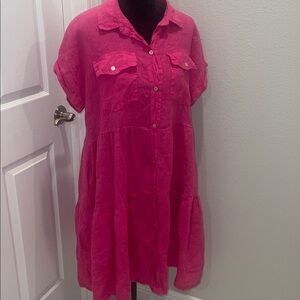Button-Up tiered Tunic Dress Linen made in Italy